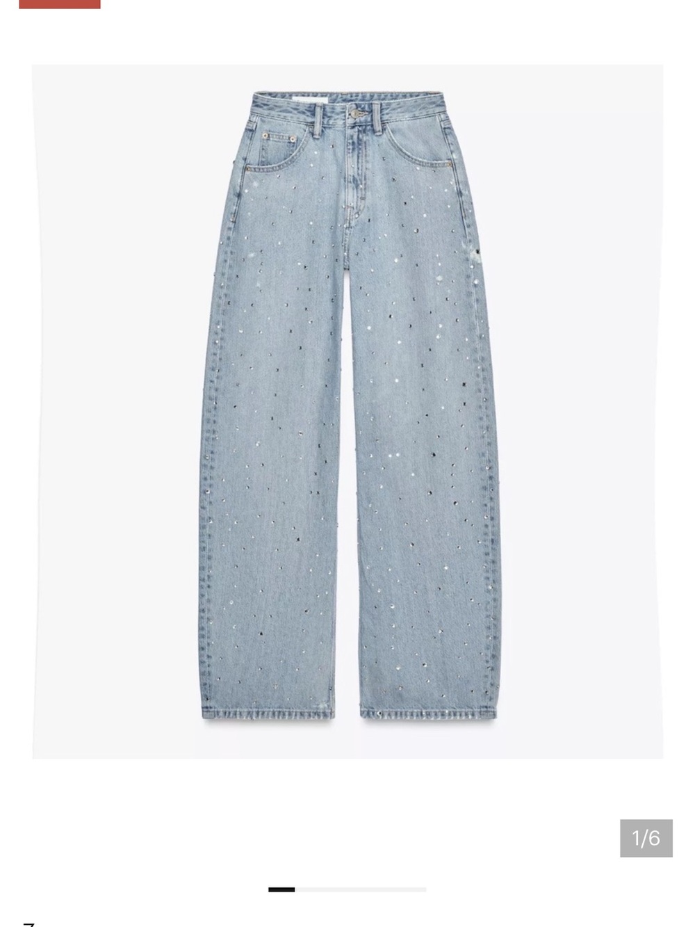 Zara Light Blue Wide-Leg Jeans with Rhinestone Scatter